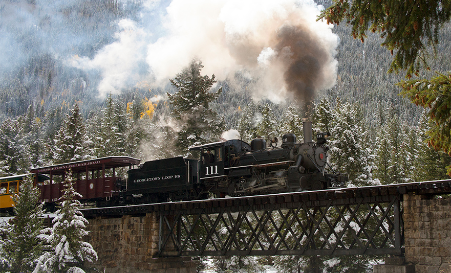 Georgetown, 
Industrial Revolution,
iron horses,
Silver Plume,
Colorado,
steam engines