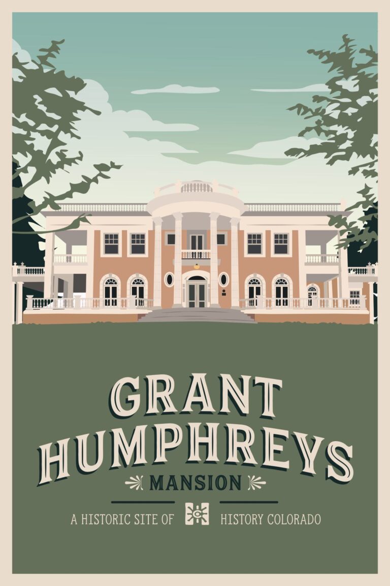 Grant Humphreys Mansion illustration showing elegant Beaux-Arts estate in Denver Colorado